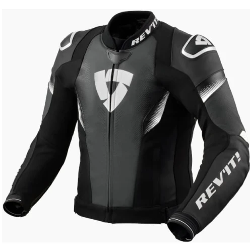 revit control sort-hvid mc racing læderjakke
